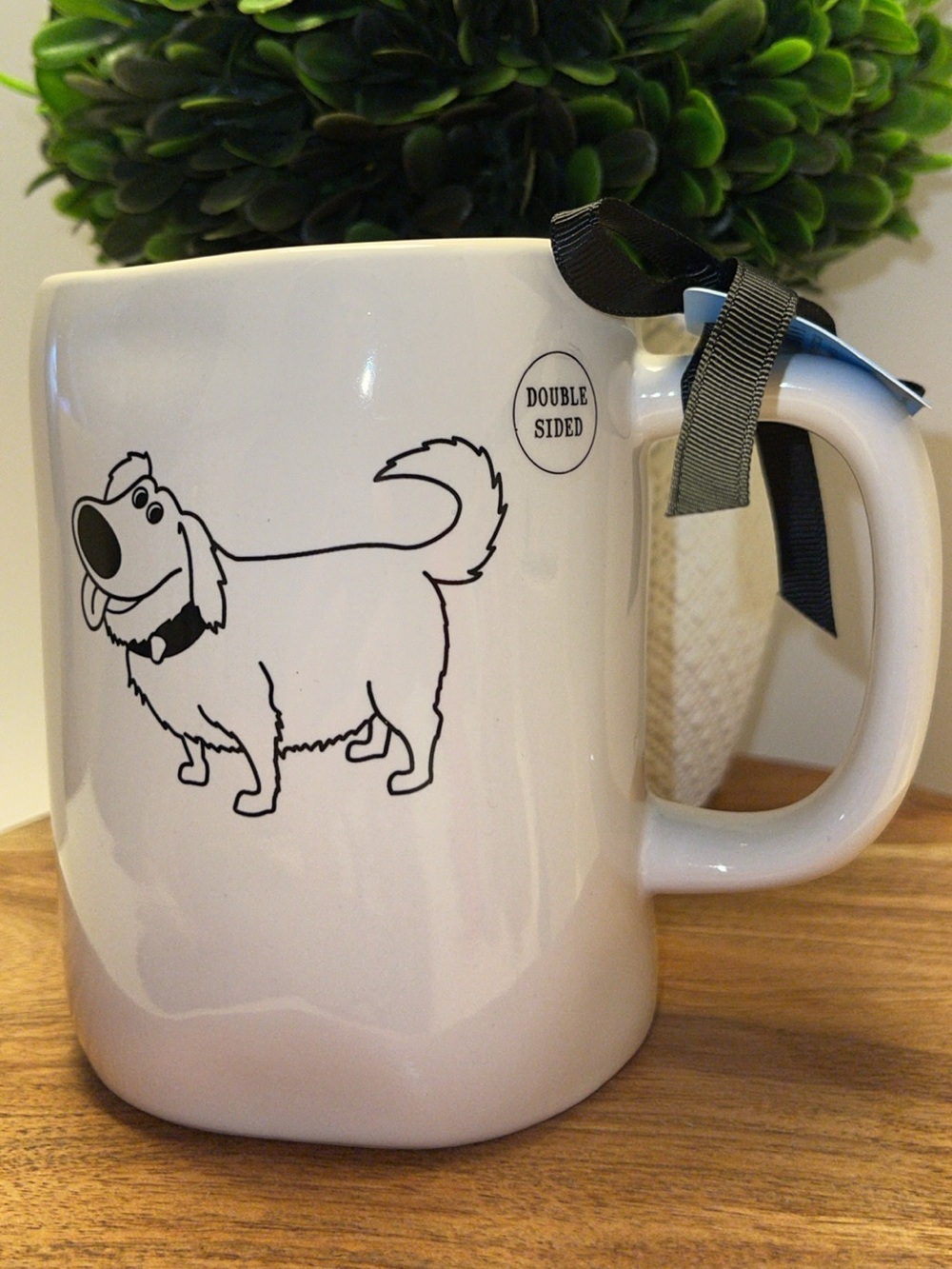 Rae Dunn White Ceramic Mug with Black Dog Illustration
